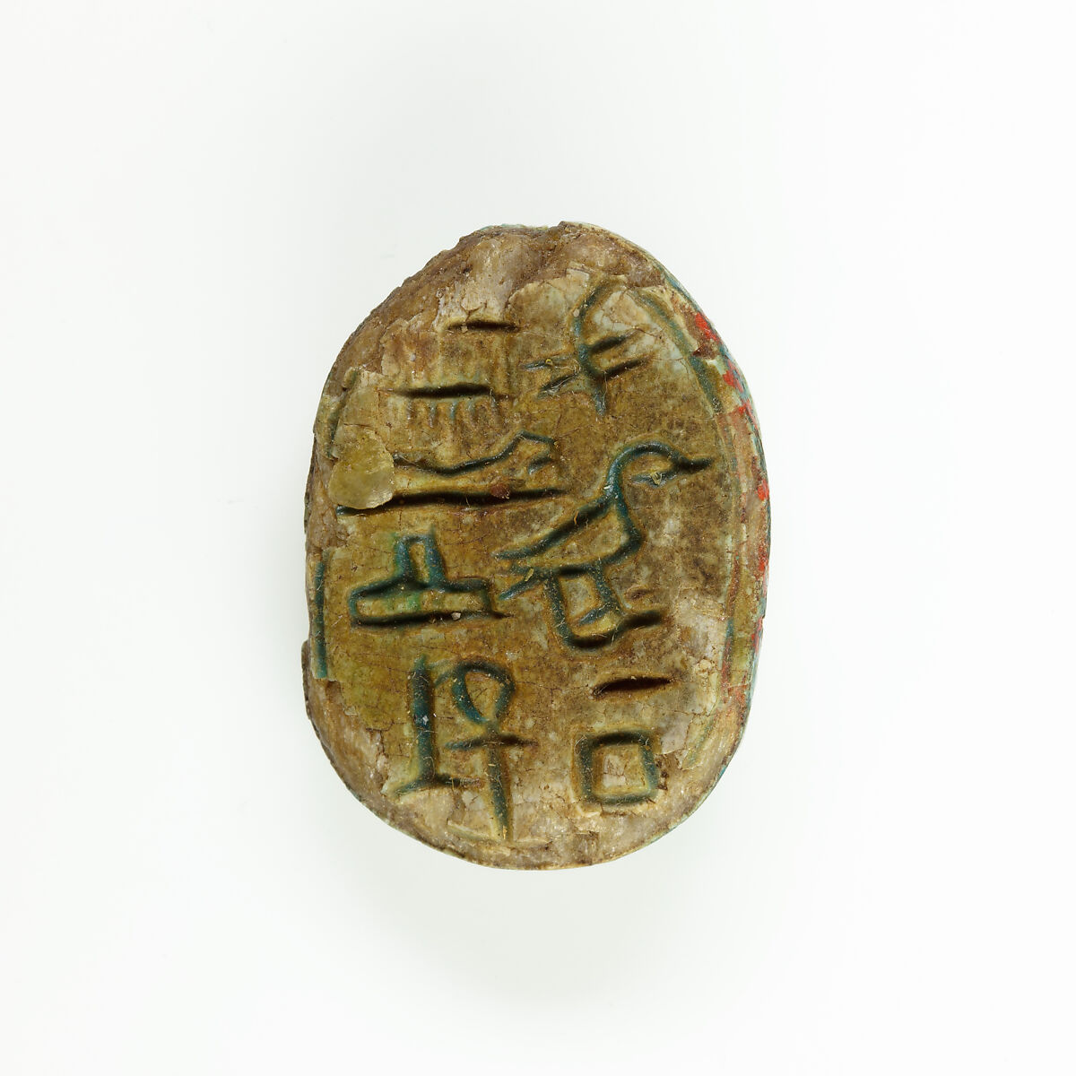 Scarab of the King's Son Sebekhotep, Bright green glazed steatite 