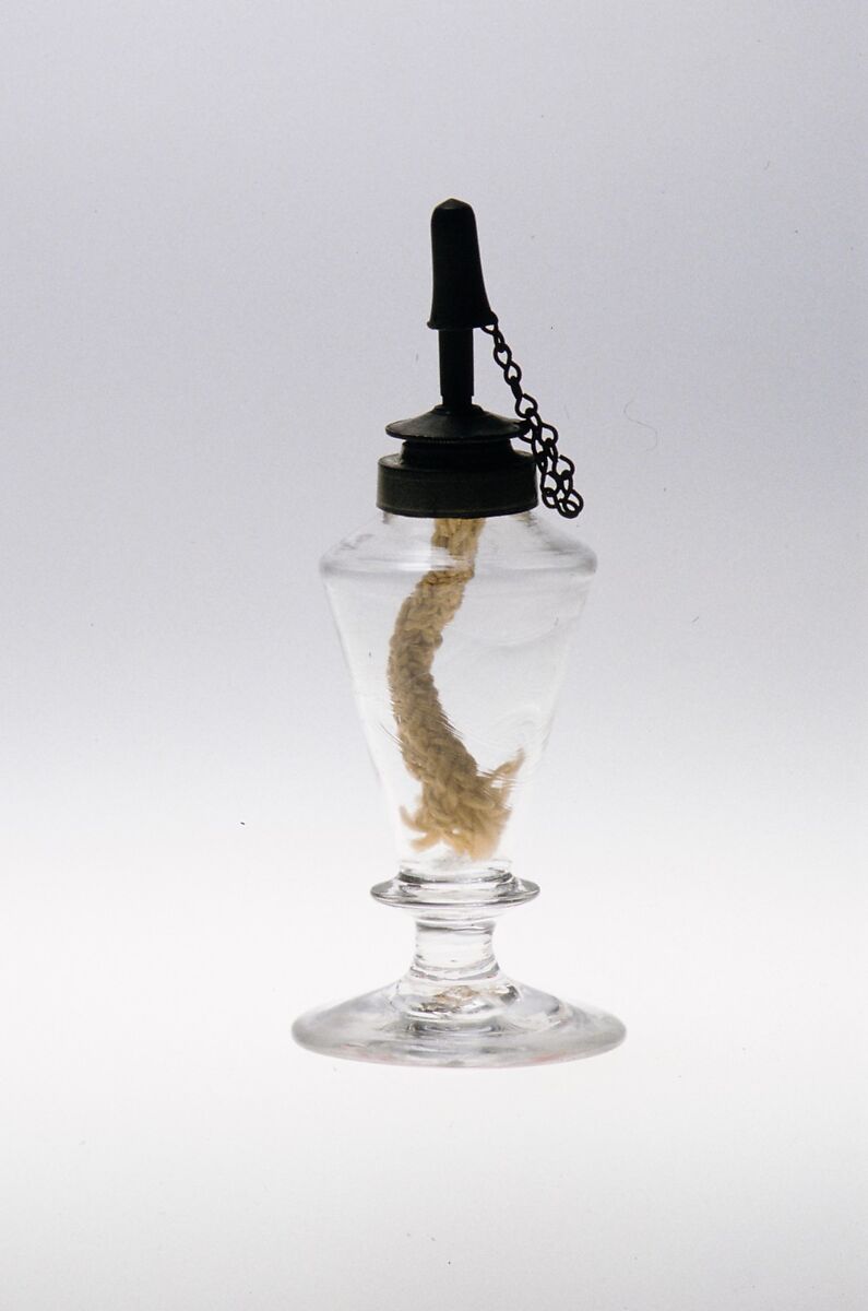 Whale Oil Lamp, Pressed and free-blown lead glass 