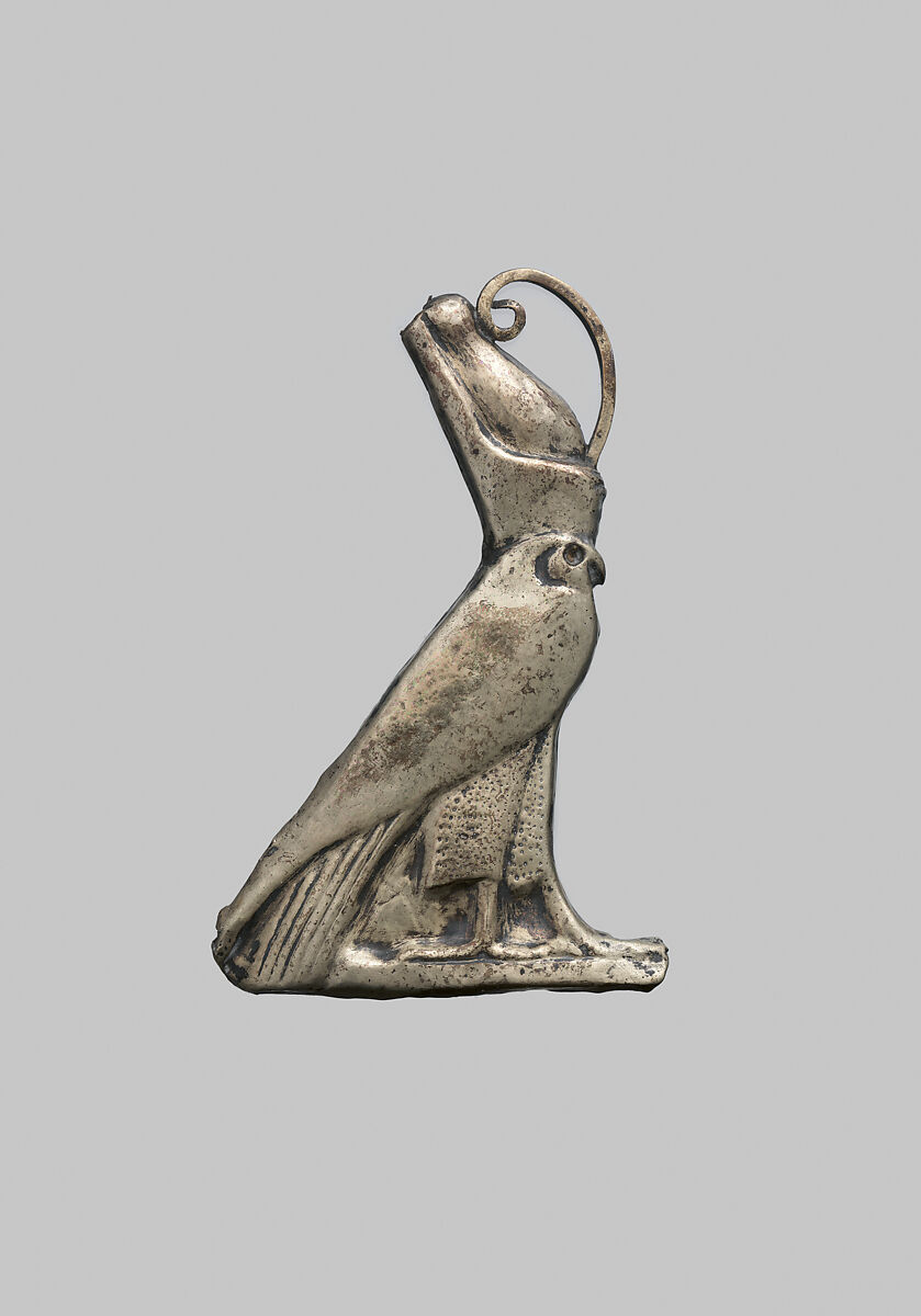 Falcon wearing a Double Crown, Electrum over plaster 