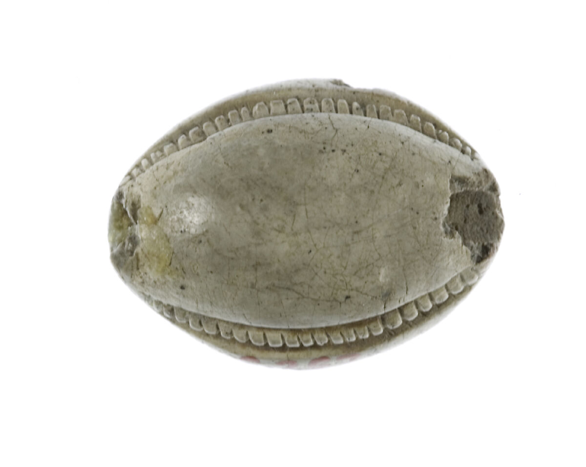 Cowroid Seal Amulet with the Name of the Hyksos King Apophis, Steatite, white glaze