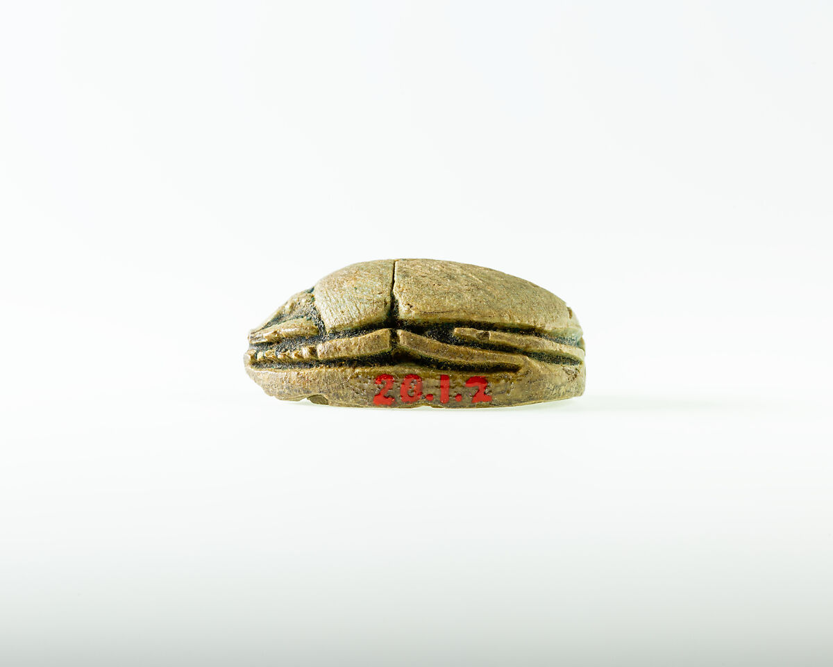 Scarab of Sebekhotep III, Steatite, traces of green glaze