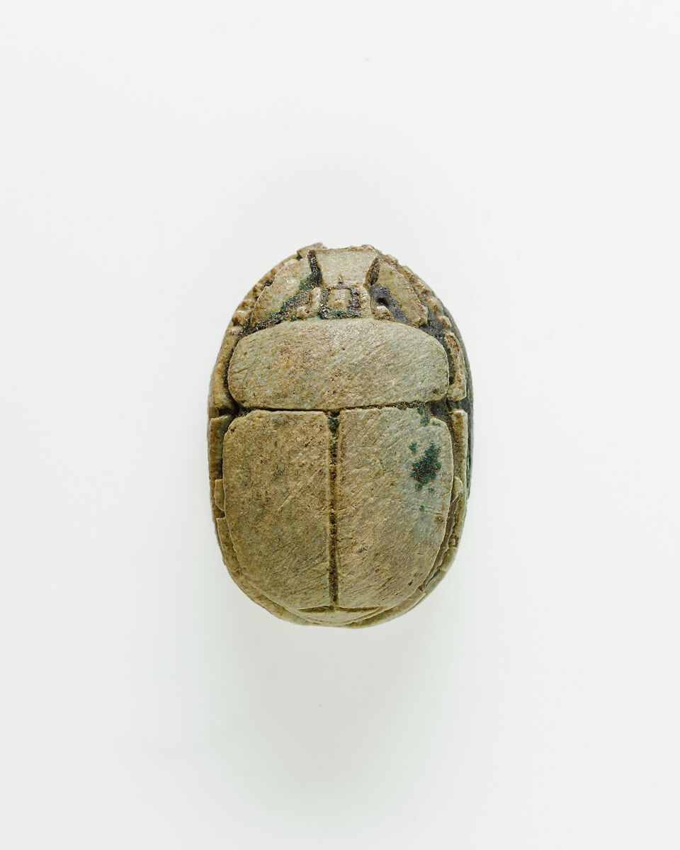 Scarab of Sebekhotep III, Steatite, traces of green glaze