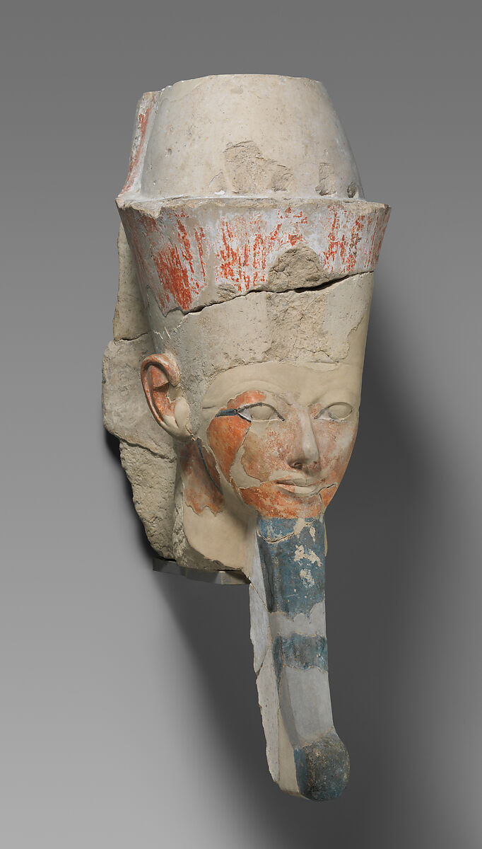 Head from an Osiride Statue of Hatshepsut, Limestone, paint