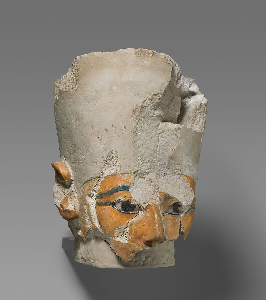 Head from an Osiride Statue of Hatshepsut, Limestone, paint