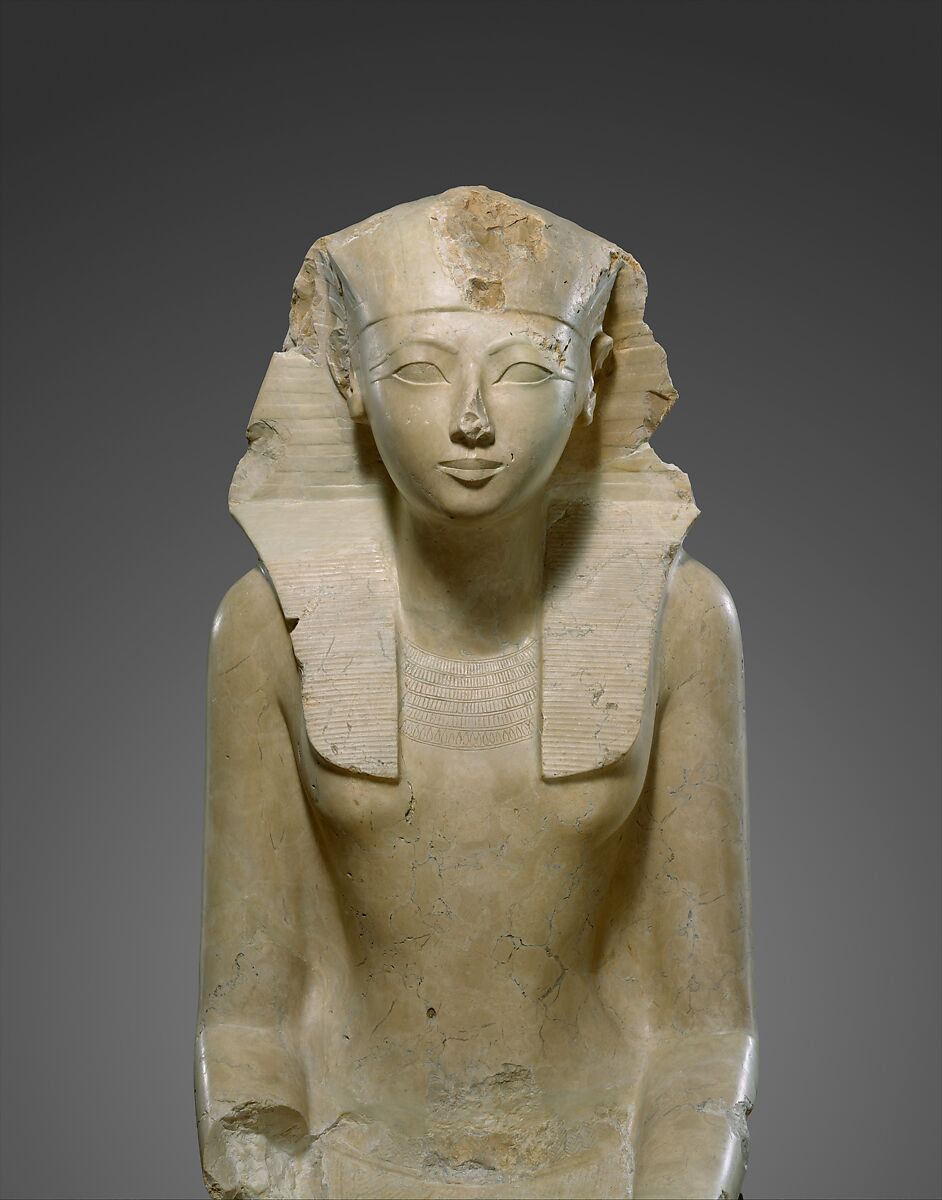 Seated Statue of Hatshepsut, Indurated limestone, paint 