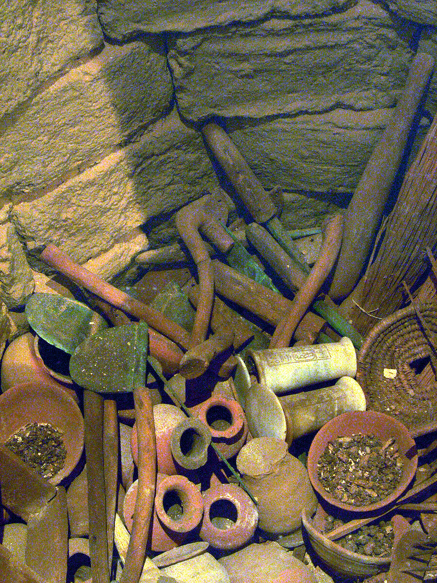Reconstruction of a Foundation Deposit, Pottery, wood, leather, reed, stone, bronze or copper alloy, food remains 