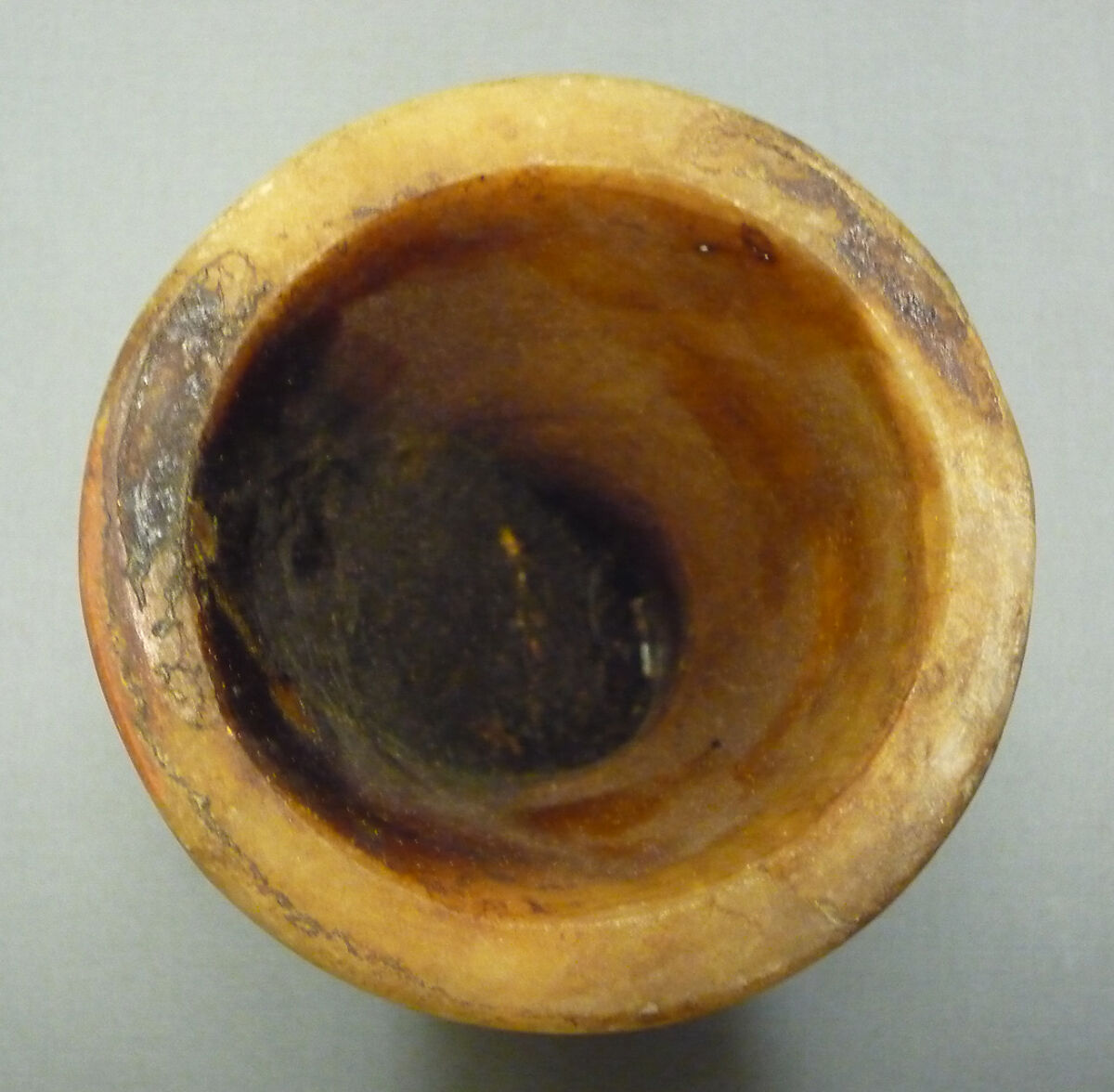 Ointment Jar from a Foundation Deposit of Hatshepsut, Travertine (Egyptian alabaster), paint