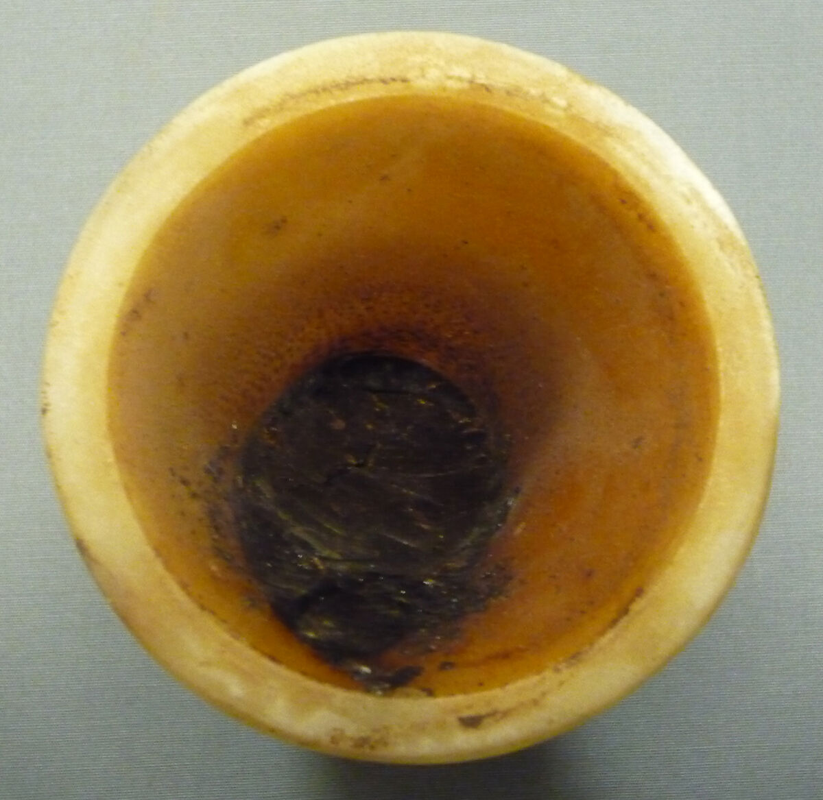 Ointment Jar from a Foundation Deposit of Hatshepsut, Travertine (Egyptian alabaster), paint