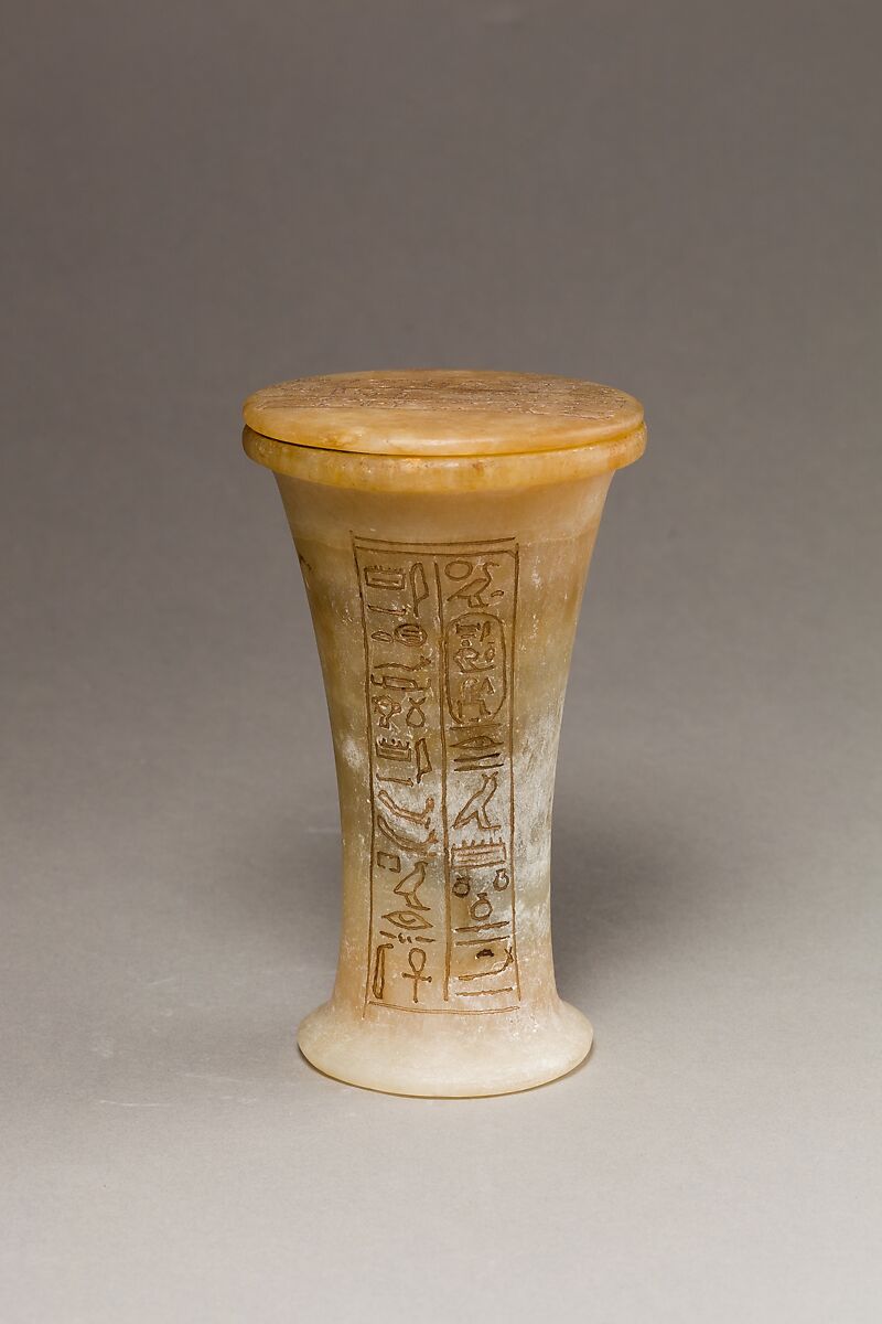 Ointment Jar, Travertine (Egyptian alabaster), ointment 