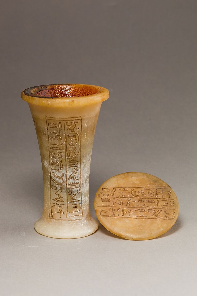 Ointment Jar, Travertine (Egyptian alabaster), ointment