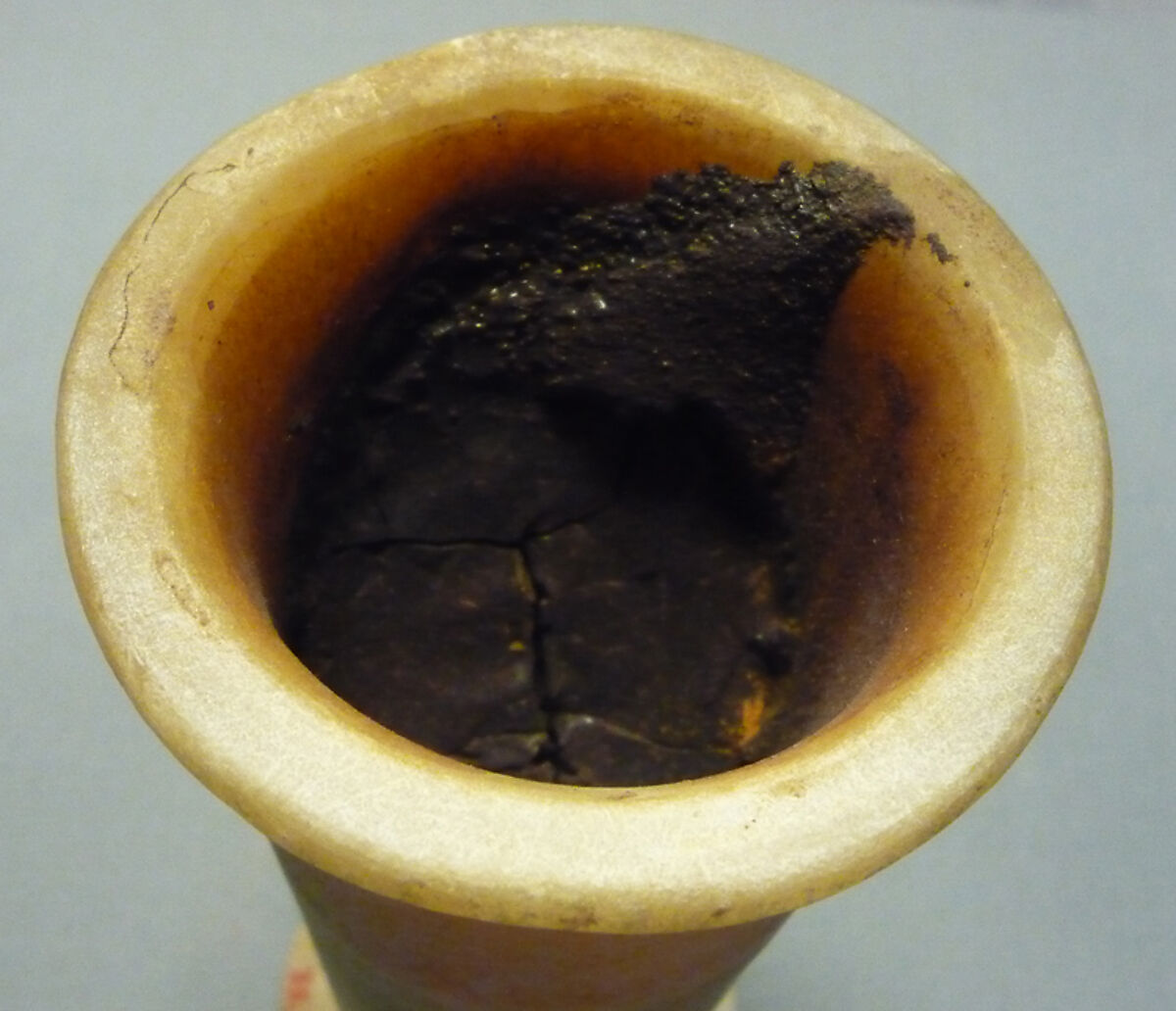 Ointment Jar from a Foundation Deposit of Hatshepsut, Travertine (Egyptian alabaster), paint