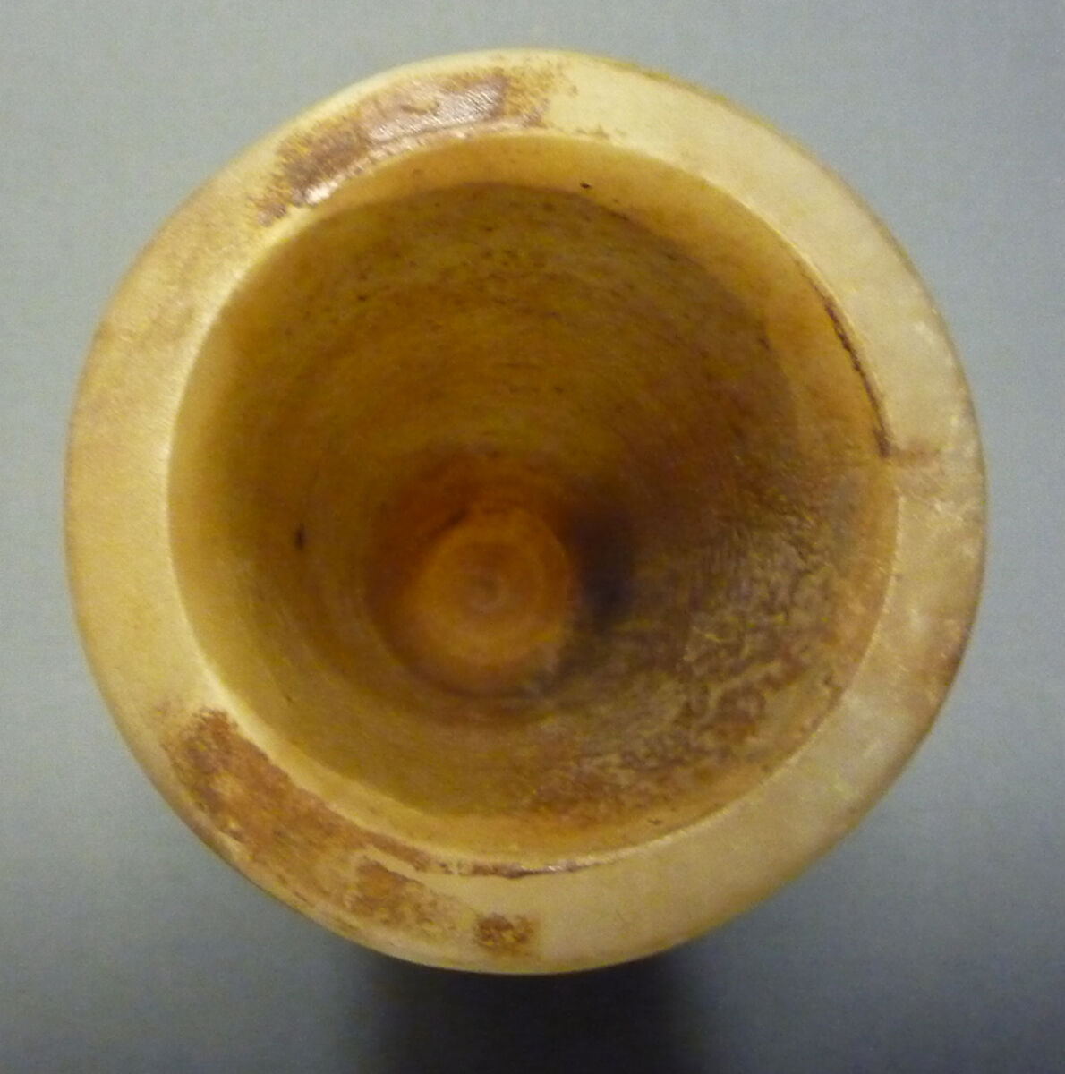 Ointment Jar from a Foundation Deposit of Hatshepsut, Travertine (Egyptian alabaster), paint