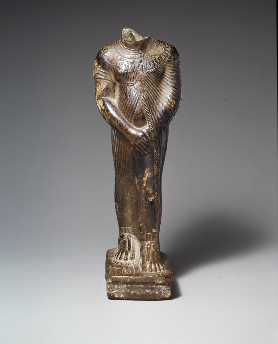 Standing figure of Amenhotep III, Chlorite schist