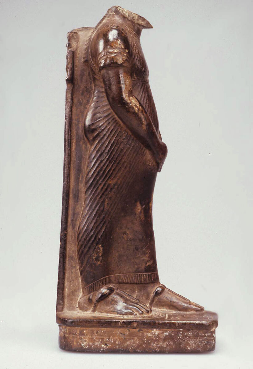 Standing figure of Amenhotep III, Chlorite schist