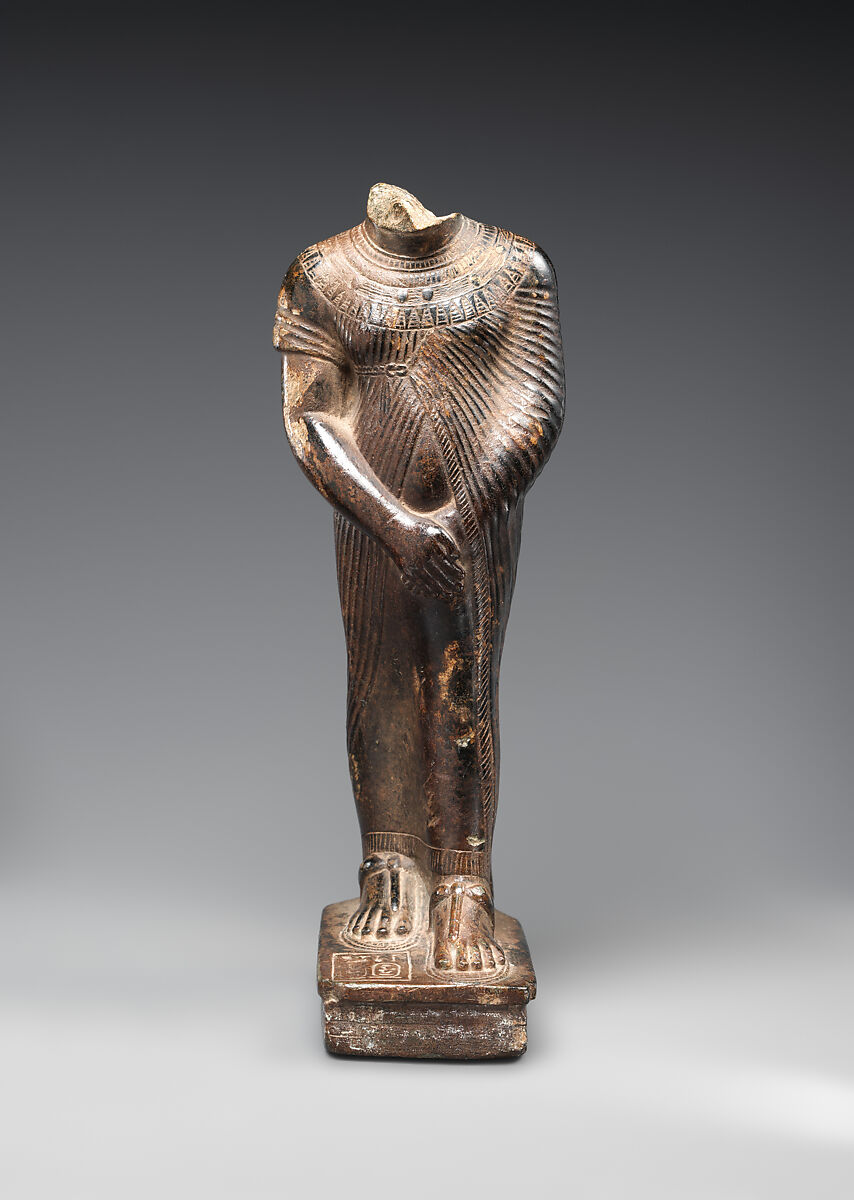 Standing figure of Amenhotep III, Chlorite schist 