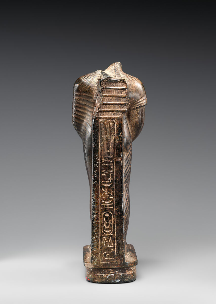 Standing figure of Amenhotep III, Chlorite schist