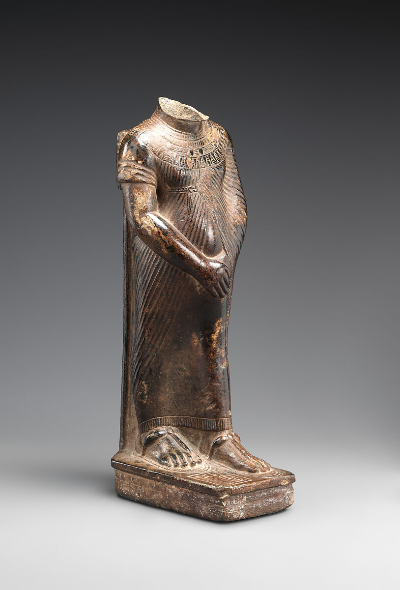 Standing figure of Amenhotep III, Chlorite schist