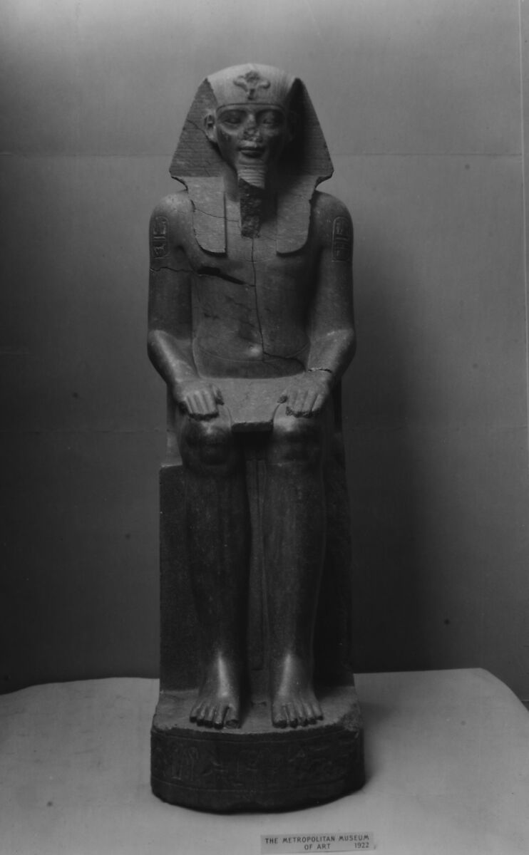 Colossal Statue of  Amenhotep III, reworked, reinscribed by Merneptah, Porphyritic diorite