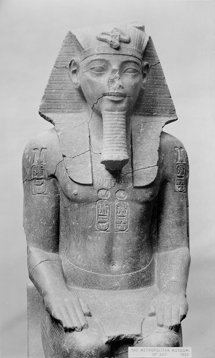 Colossal Seated Statue of Amenhotep III, reworked, reinscribed by Merneptah, Porphyritic diorite