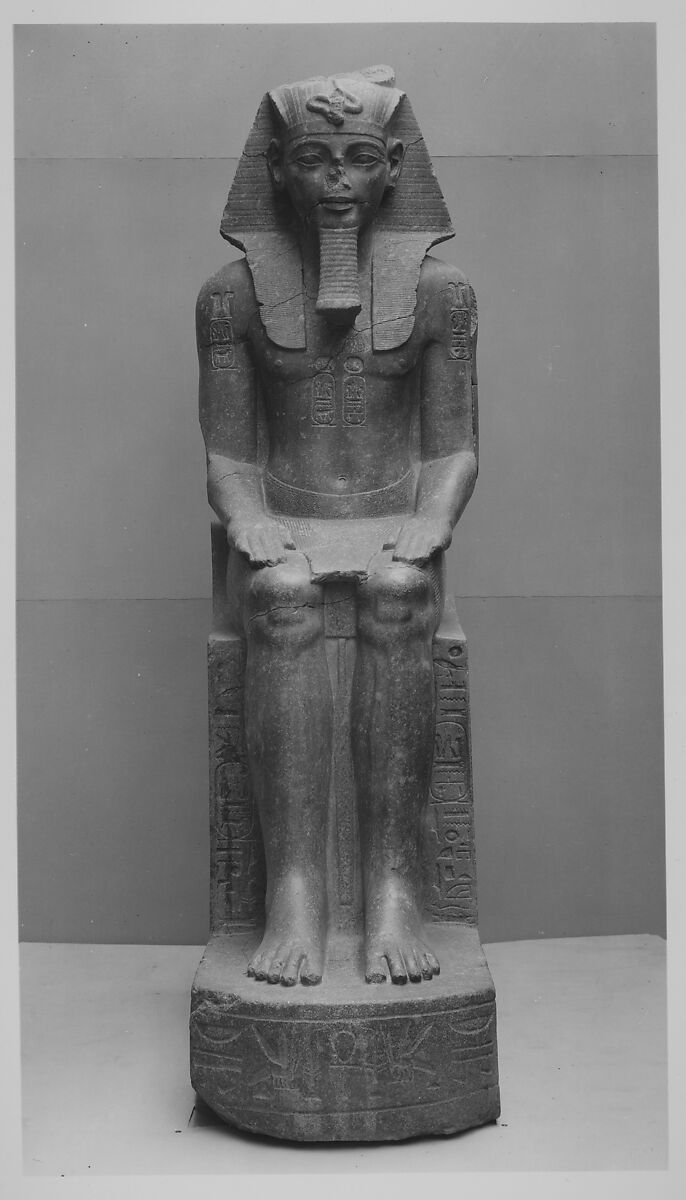 Colossal Seated Statue of Amenhotep III, reworked, reinscribed by Merneptah, Porphyritic diorite