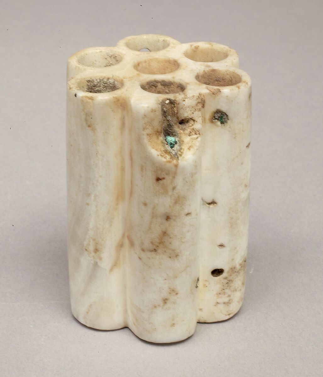 Kohl Jar Inscribed for Hatshepsut as God's Wife, Travertine (Egyptian alabaster)