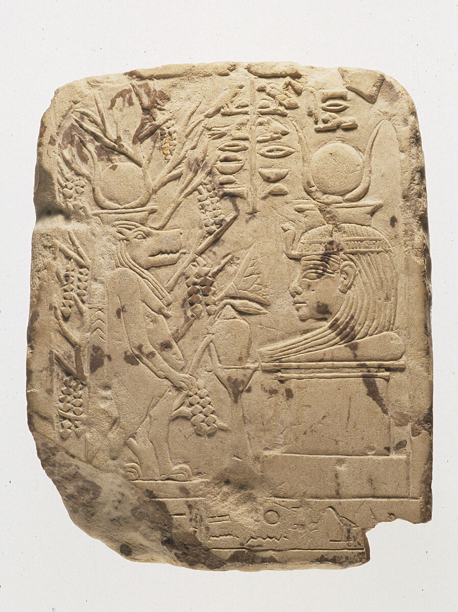 Stela with Taweret and Mut of Isheru, Limestone, paint