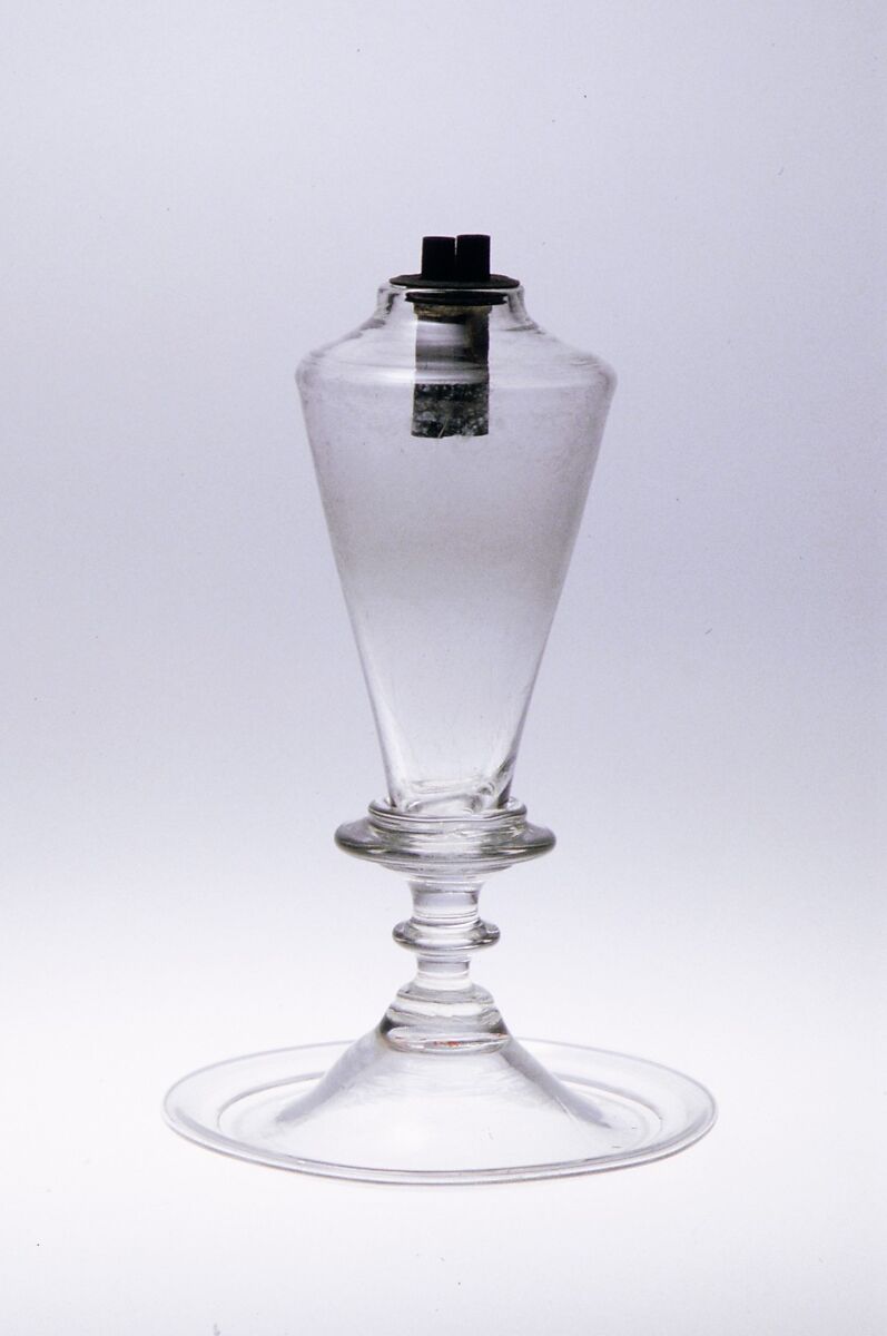 Whale Oil Lamp, Pressed and free-blown lead glass 