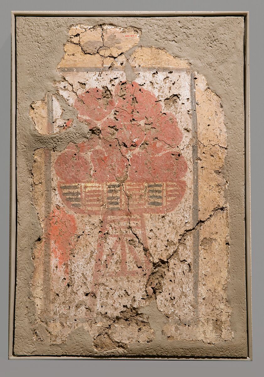 Bench End-Panel from a shelf support in the Palace of Amenhotep III-Fruit Stand, Mud plaster, paint 