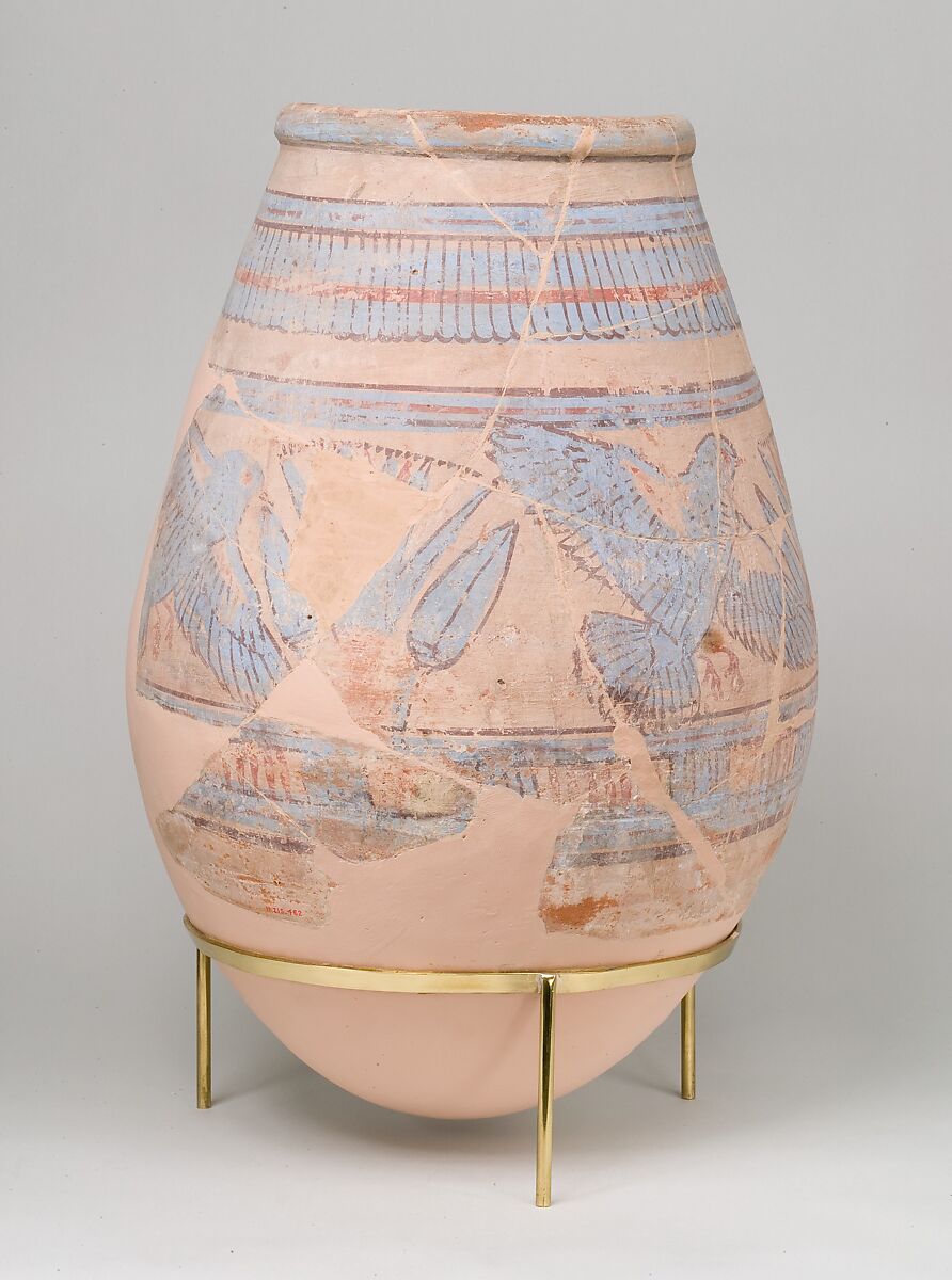 Blue-painted Jar from Malqata, pottery, slip, paint