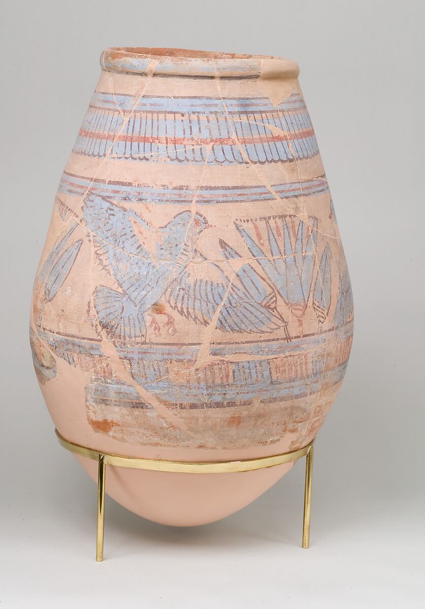 Blue-painted Jar from Malqata, pottery, slip, paint