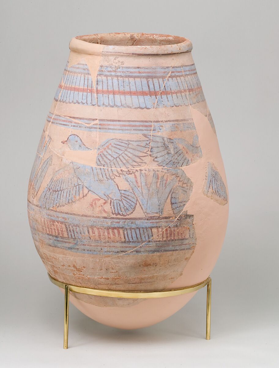 Blue-painted Jar from Malqata, pottery, slip, paint
