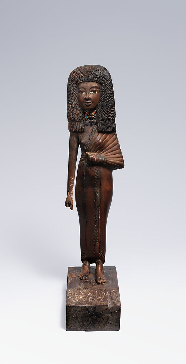 Statuette of the Lady Tiye, Wood, Egyptian blue, paint 