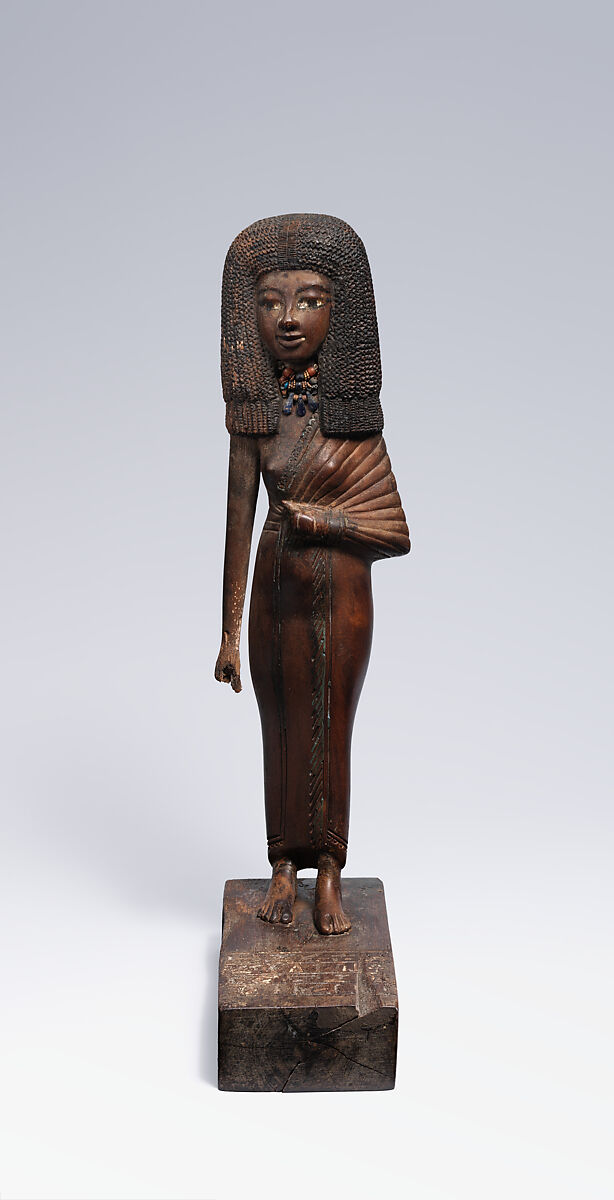 Statuette of the Lady Tiye, Wood, Egyptian blue, paint