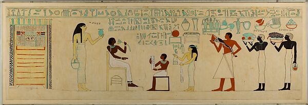 Facsimile of the painting on the inner front side of the sarcophagus of Aashyt, Charles K. Wilkinson, Tempera on paper 