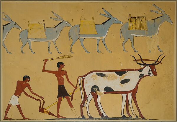 Laden Donkeys and Ploughing, Tomb of Djar