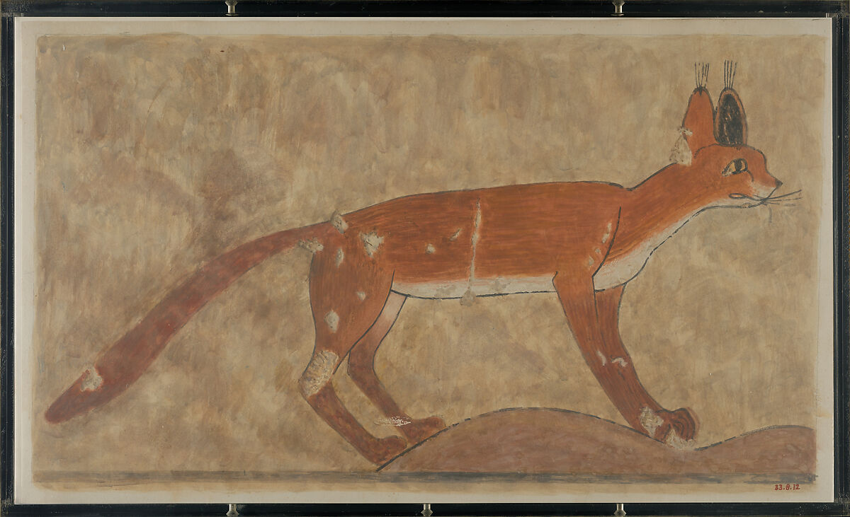 Detail of a Wild Feline, Tomb of Khnumhotep, Nina de Garis Davies (1881–1965) or, Tempera on paper 
