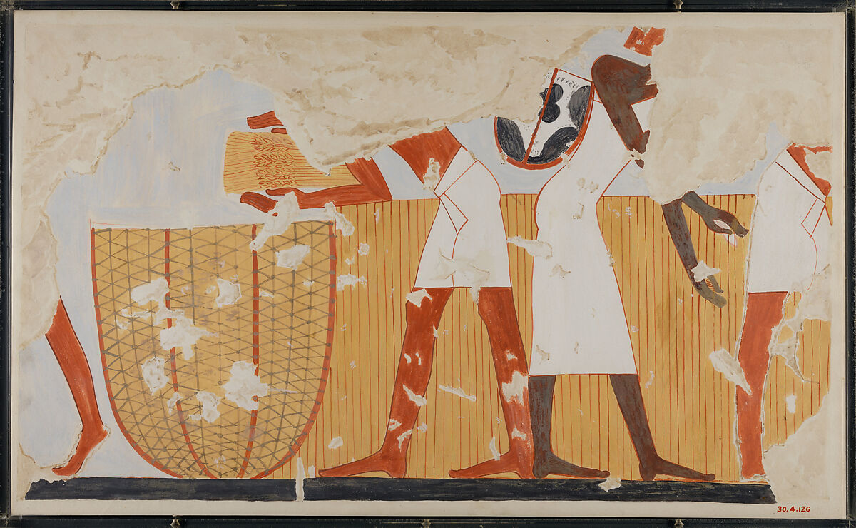 Reaping Grain, Tomb of Tjay, Nina de Garis Davies (1881–1965), Tempera on paper 