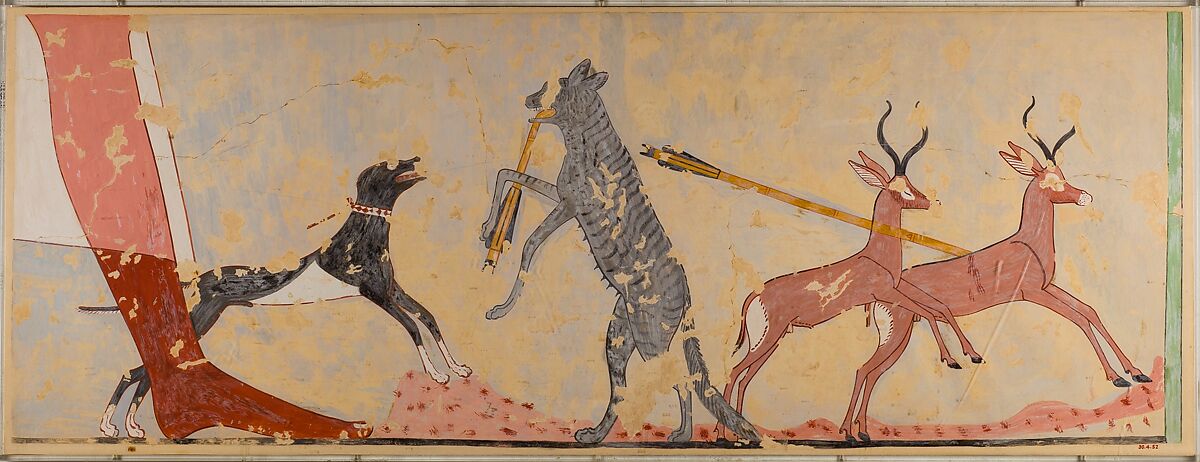 Hunting Scene, Tomb of Ineni, Nina de Garis Davies, Tempera on paper