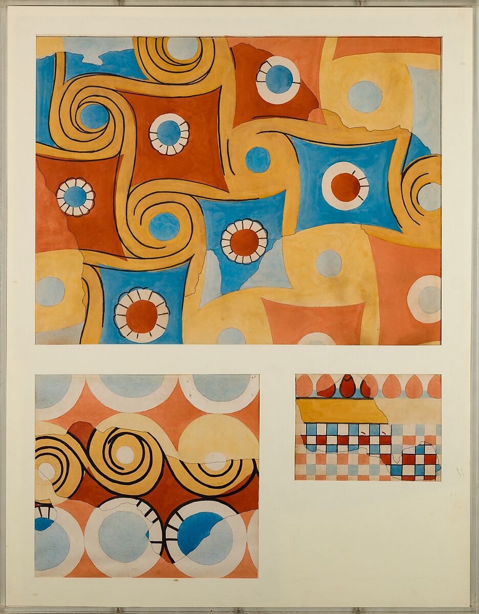 Ceiling Patterns from the Palace of Amenhotep III, Malqata, William J. Palmer-Jones, Tempera on paper