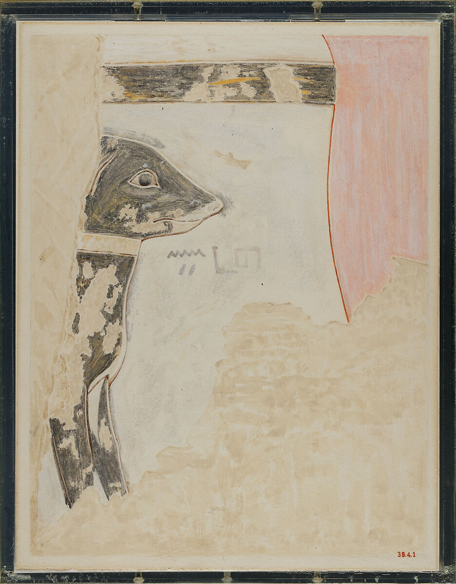 Dog Named Ebony Under Owner's Chair, Tomb of Duaerneheh, Nina de Garis Davies (1881–1965), Tempera on paper 