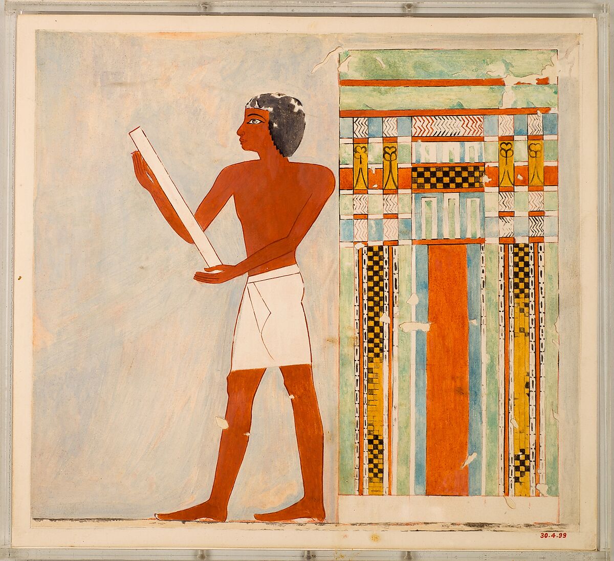 Man Before a False Door, Tomb of Nebamun, Charles K. Wilkinson, Tempera on Paper 