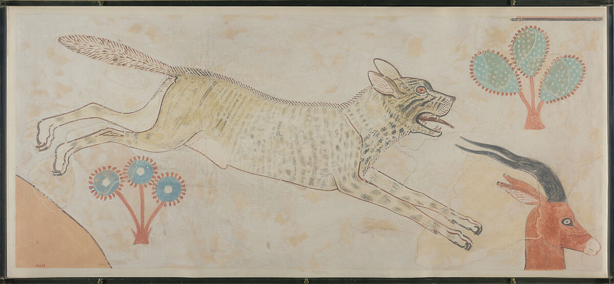 Detail from a Hunting Scene Including a Hyena, Tomb of Intef, Nina de Garis Davies (1881–1965), Tempera on paper 