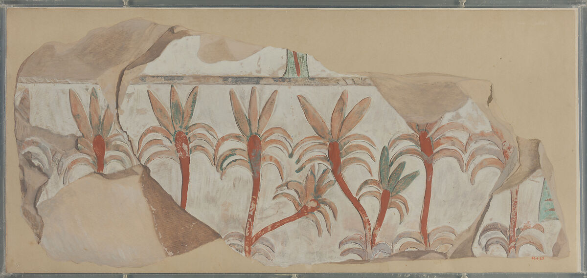 Palm Trees in a Garden, Tomb of Puyemre, Norman de Garis Davies (1865–1941), Tempera on paper 