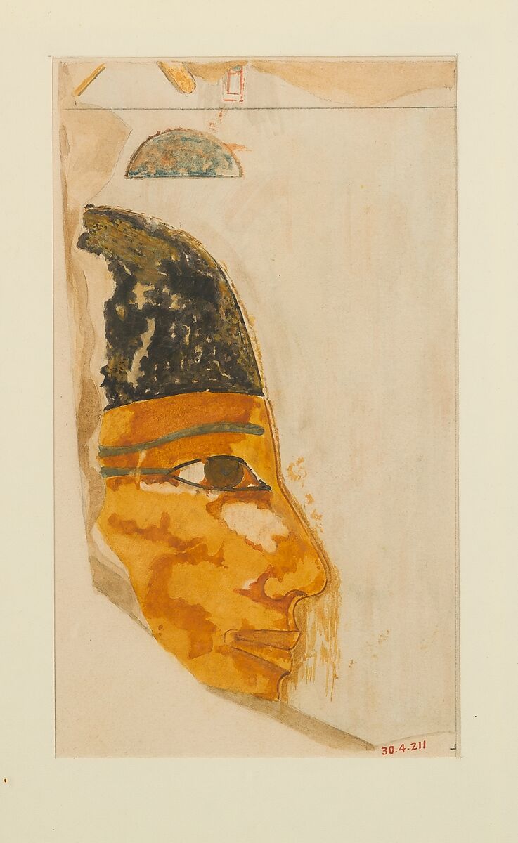 Face of Seniseneb, Tomb of Puyemre, Norman de Garis Davies (1865–1941), Tempera on paper 