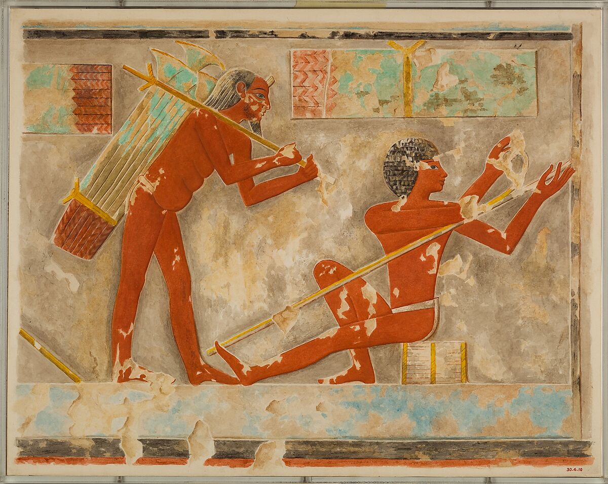 Men Splitting Papyrus, Hugh R. Hopgood, Tempera on Paper 