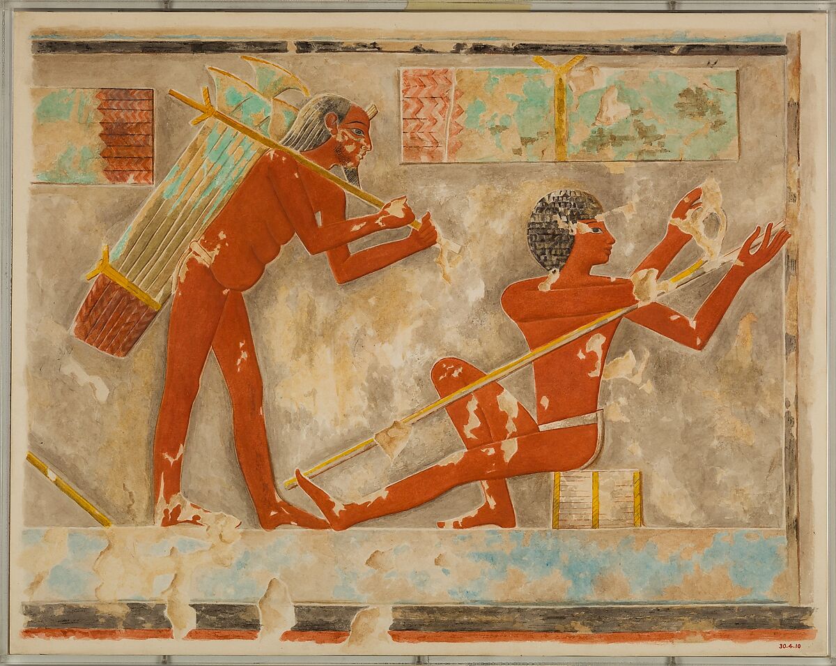 Men Splitting Papyrus, Hugh R. Hopgood, Tempera on Paper