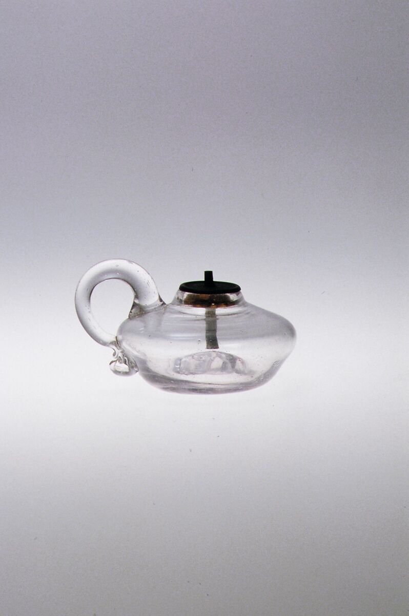 Whale Oil Lamp, Pressed and free-blown lead glass 