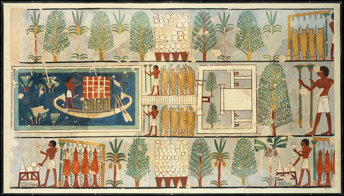 Funeral Ritual in a Garden, Tomb of Minnakht, Charles K. Wilkinson, Tempera on paper 