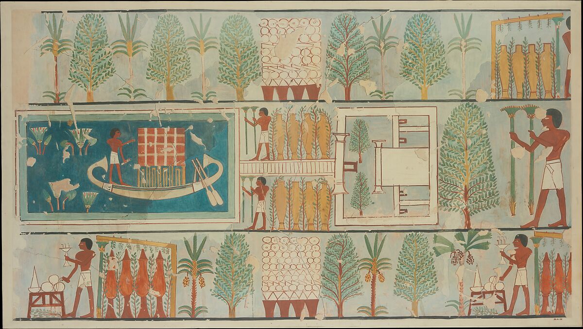 Funeral Ritual in a Garden, Tomb of Nakhtmin, Charles K. Wilkinson, Tempera on paper