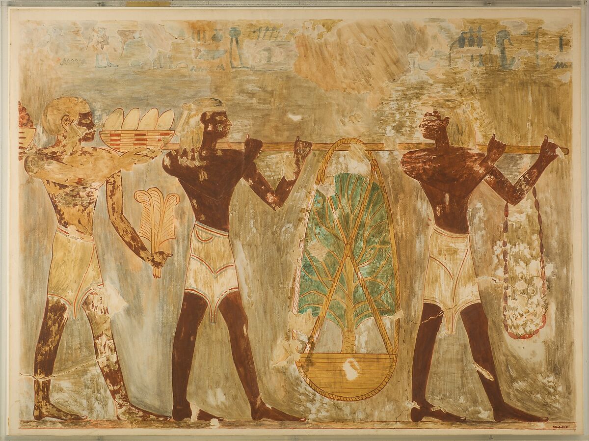 Men from Punt Carrying Gifts, Tomb of Rekhmire, Nina de Garis Davies (1881–1965), Tempera on paper 